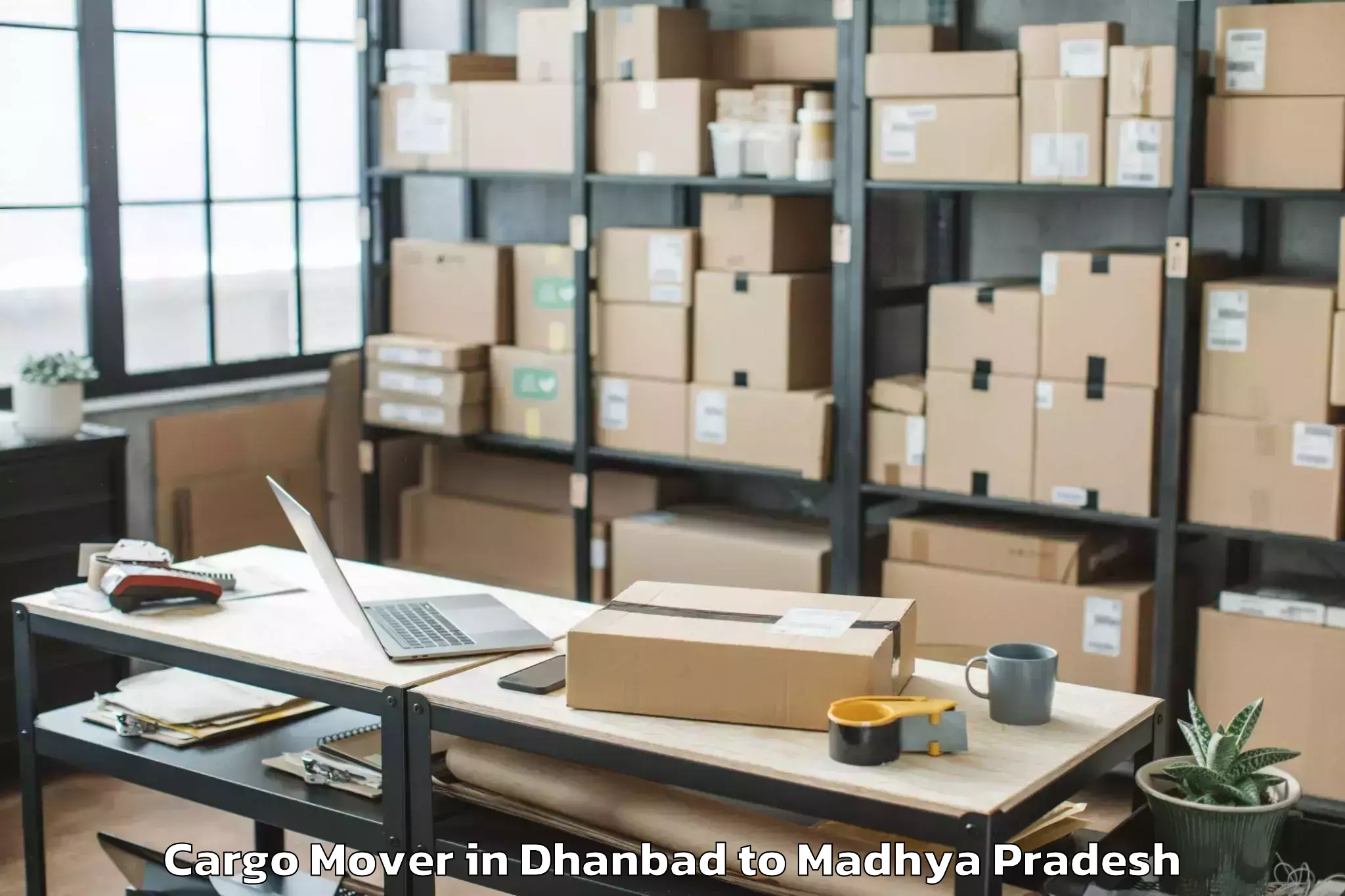 Book Dhanbad to Malwanchal University Indore Cargo Mover Online